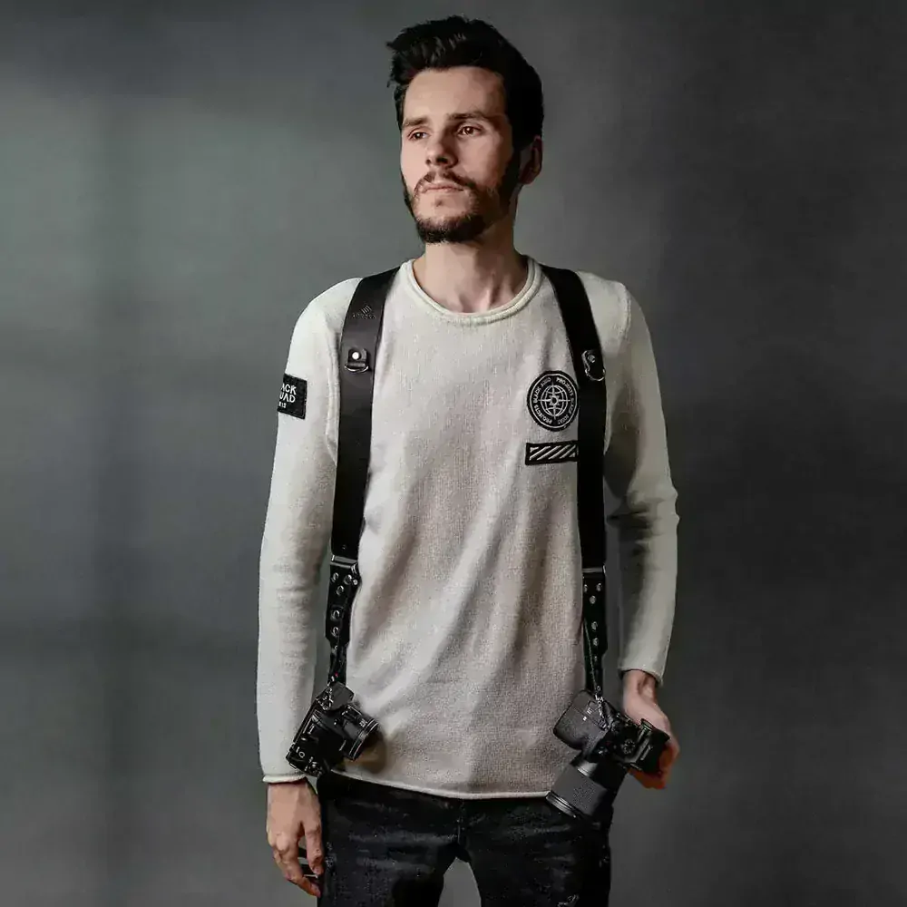 Kožený popruh na dva fotoaparáty RK