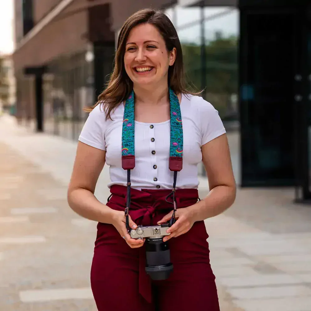 Popruh na fotoaparát - Crazy flamingos