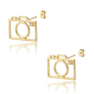 Puzetové náušnice - Golden Camera